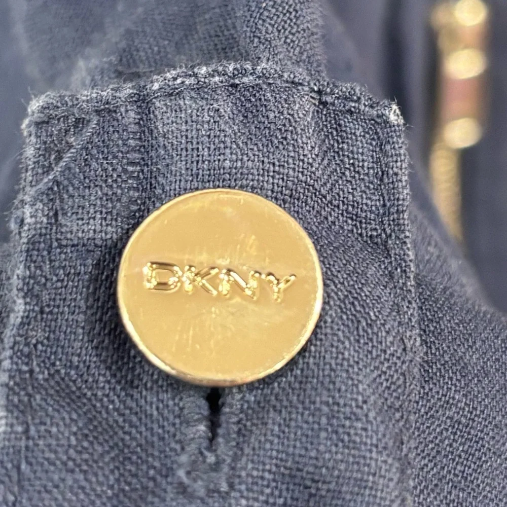 DKNY. Navy Blue Women's Jacket. Size XL 100% linen - Picture 3 of 11